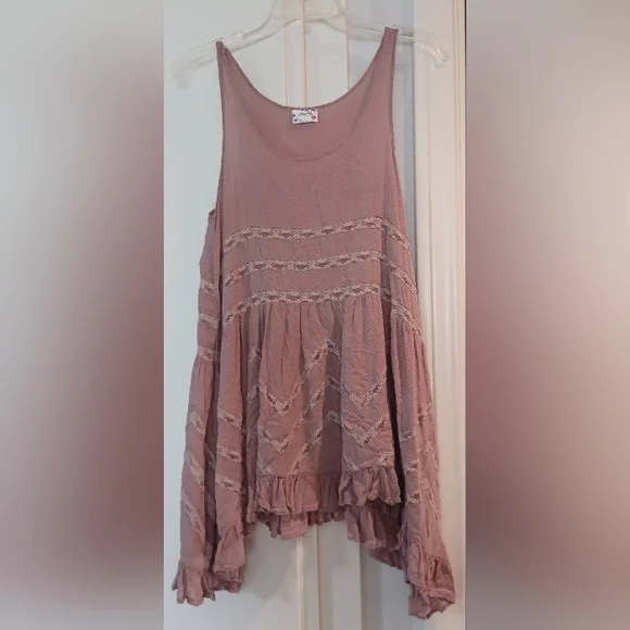 Intimately Free People XS Dusty Purple Voile Lace Polka Dot Trapeze Slip Dress - Picture 2 of 11